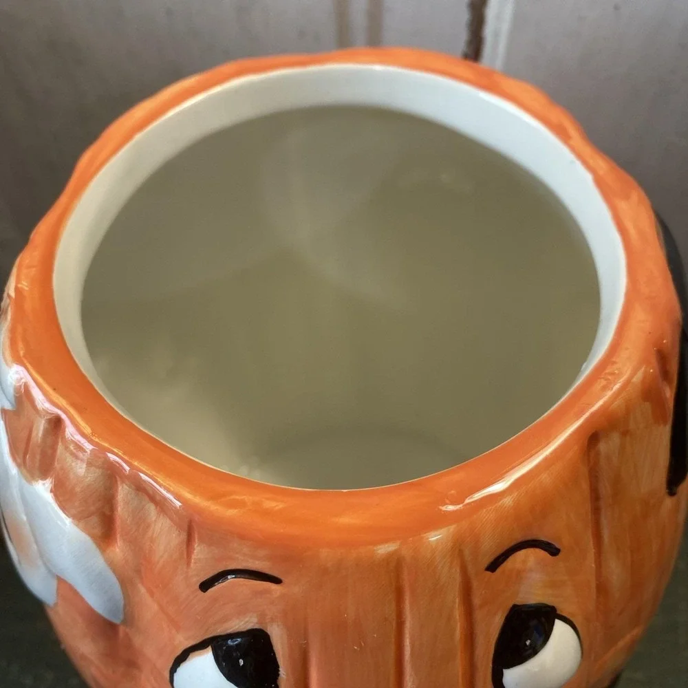 Vintage‎ 90s Ceramic Cookie Jar Halloween Tall Pumpkin Black Cat Ghost Canister